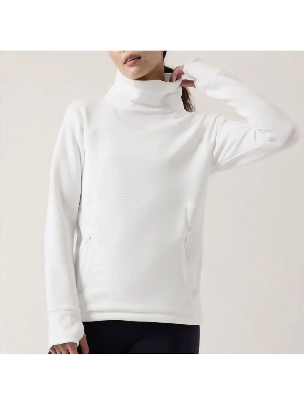 Athleta Altitude Polartec Funnel Neck Sweatshirt White L
